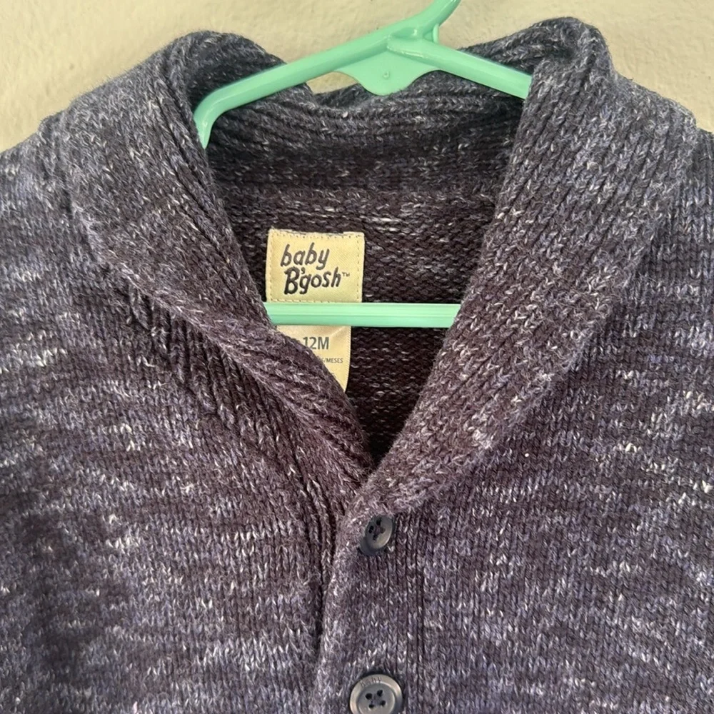 Baby B’Gosh boy’s blue shawl collar button up cotton cardigan sweater size 12M